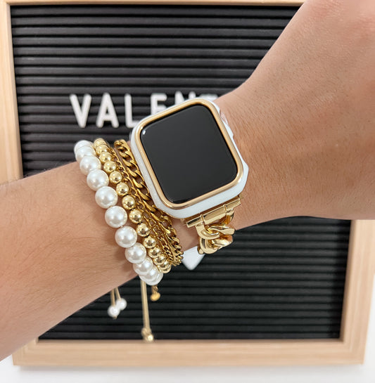 Protector Apple Watch (Blanco & Oro)